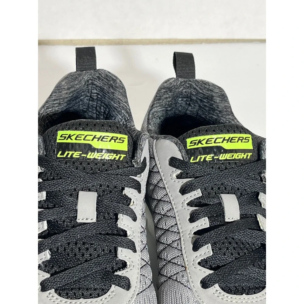 Skechers Mens Lite-Weight Dual-Lite Gray Black Sneakers 52185‎ LGBK Mens 8